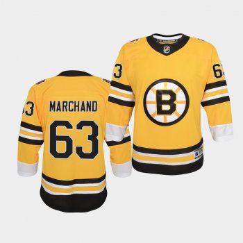 Youth Brad Marchand Boston Bruins 2021 Reverse Retro Gold Replica Jersey