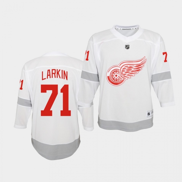 Youth Dylan Larkin Detroit Red Wings 2021 Reverse Retro White Special Edition Jersey