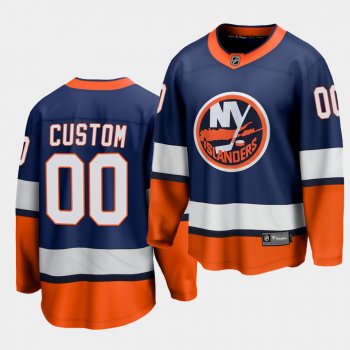 Custom New York Islanders 2021 Special Edition Navy Reverse Retro Breakaway Jersey