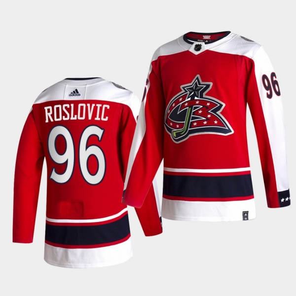 Columbus Blue Jackets 2021 Reverse Retro Jack Roslovic Red Special Edition Jersey