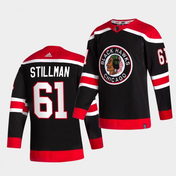 Chicago Blackhawks 2021 Reverse Retro Riley Stillman Black Special Edition Jersey