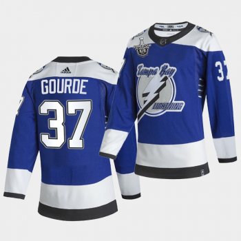 Yanni Gourde #37 Lightning 2021 Stanley Cup Playoffs Reverse Retro Blue Jersey