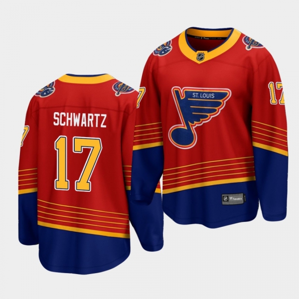 Jaden Schwartz St. Louis Blues 2021 Reverse Retro Red Breakaway Player Men's Jersey