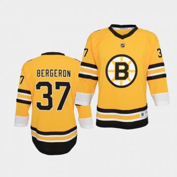 Youth Patrice Bergeron Boston Bruins 2021 Reverse Retro Yellow Special Edition Jersey