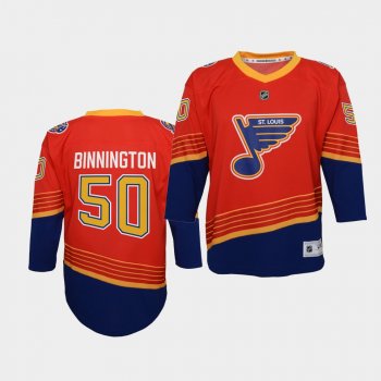 Youth Jordan Binnington St. Louis Blues 2021 Reverse Retro Red Special Edition Jersey