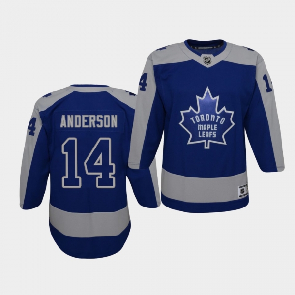 Youth Joey Anderson Toronto Maple Leafs 2021 Reverse Retro Blue Replica Jersey