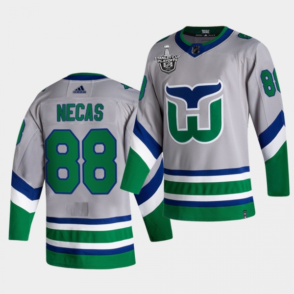 Martin Necas #88 Hurricanes 2021 Stanley Cup Playoffs Reverse Retro Gray Jersey