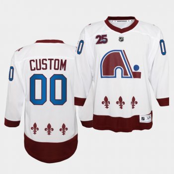 Youth Custom Colorado Avalanche 2021 Reverse Retro White 25th special Edition Jersey