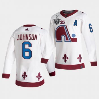 Erik Johnson #6 Avalanche 2021 Stanley Cup Playoffs Reverse Retro White Jersey