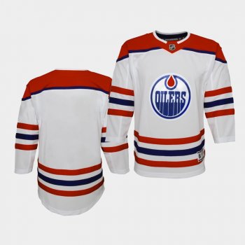 Youth Edmonton Oilers 2021 Reverse Retro White Premier Jersey