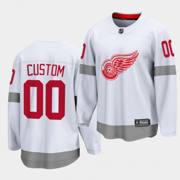 Custom Detroit Red Wings 2021 Special Edition White Reverse Retro Breakaway Jersey