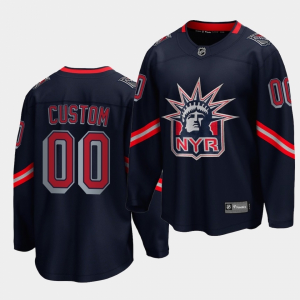 Custom New York Rangers 2021 Special Edition Navy Reverse Retro Men Jersey