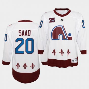 Youth Brandon Saad Colorado Avalanche 2021 Reverse Retro White 25th special Edition Jersey