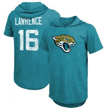 Trevor Lawrence Jacksonville Jaguars Majestic Threads Player Name & Number Tri-Blend Hoodie T-Shirt - Teal