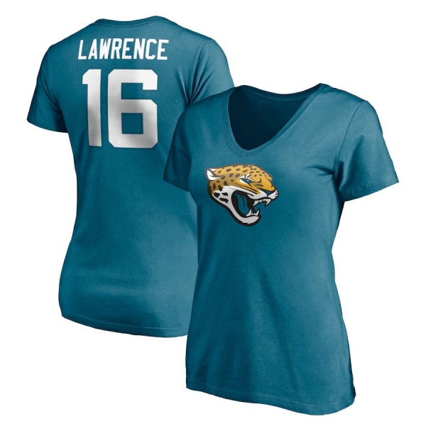 Women's Trevor Lawrence Jacksonville Jaguars Fanatics Branded Player Icon V-Neck T-Shirt - Teal