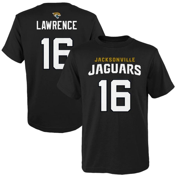 Youth Trevor Lawrence Jacksonville Jaguars 2021 NFL Draft First Round Pick Name & Number T-Shirt - Black