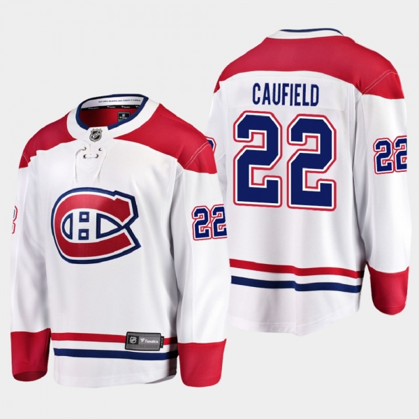 Men's Montreal Canadiens Cole Caufield #22 Away 2021 White Jersey