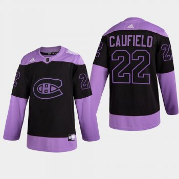 Men's Montreal Canadiens Cole Caufield 2021 Hockey Fights Cancer Night Purple Jersey