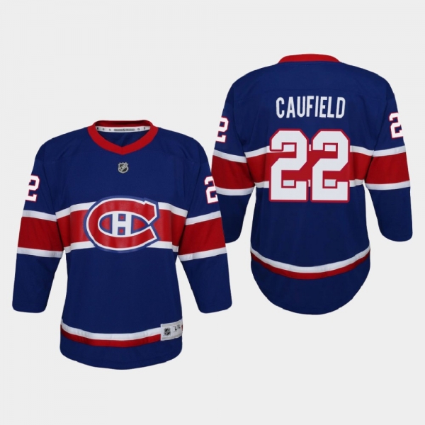 Youth Montreal Canadiens Cole Caufield #22 Reverse Retro 2021 Jersey Blue