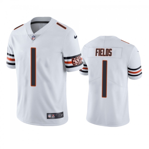 Chicago Bears Justin Fields White 2021 NFL Draft Vapor Limited Jersey