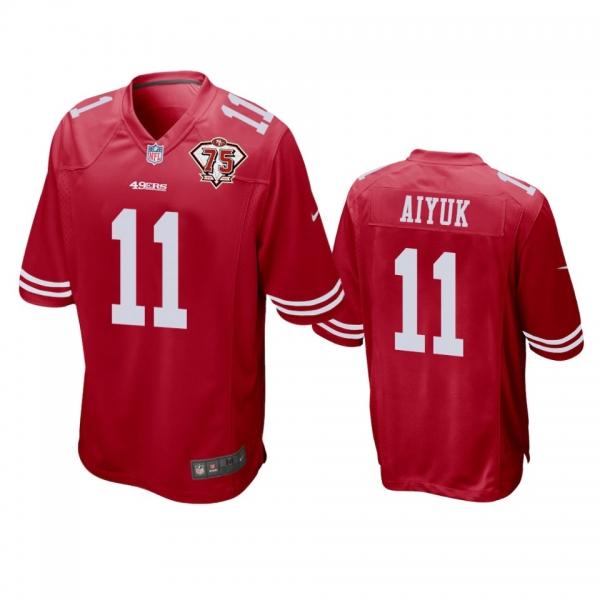 San Francisco 49ers Brandon Aiyuk Scarlet 75th Anniversary Patch Game Jersey