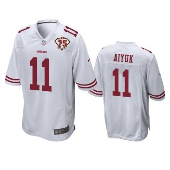 San Francisco 49ers Brandon Aiyuk White 75th Anniversary Patch Game Jersey