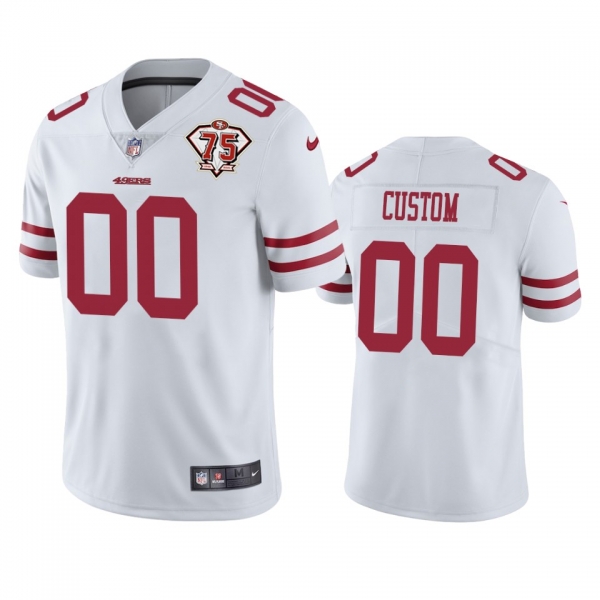 San Francisco 49ers Custom White 75th Anniversary Patch Limited Jersey