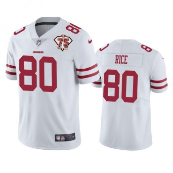 San Francisco 49ers Jerry Rice White 75th Anniversary Patch Limited Jersey