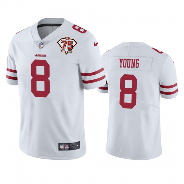 San Francisco 49ers Steve Young White 75th Anniversary Patch Limited Jersey