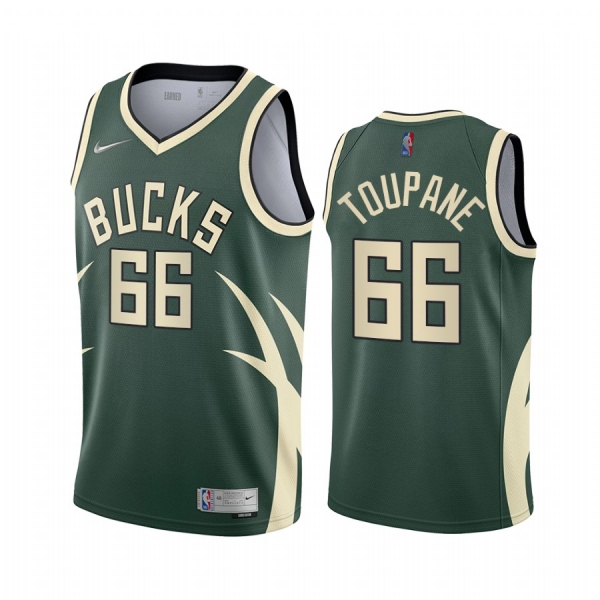 Axel Toupane Milwaukee Bucks 2021 Earned Edition Green #66 Jersey