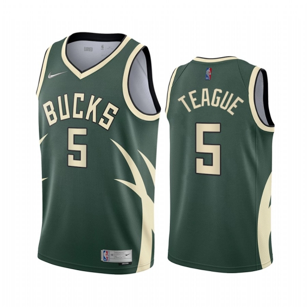 Jeff Teague Milwaukee Bucks #5 Green Earned Edition Jersey 2021 Trade