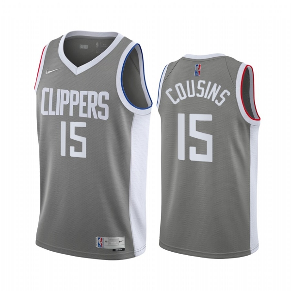 DeMarcus Cousins LA Clippers #15 Gray Earned Edition Jersey 2021 Trade