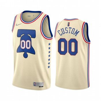 2020-21 Philadelphia 76ers Custom Earned Edition Cream #00 Jersey