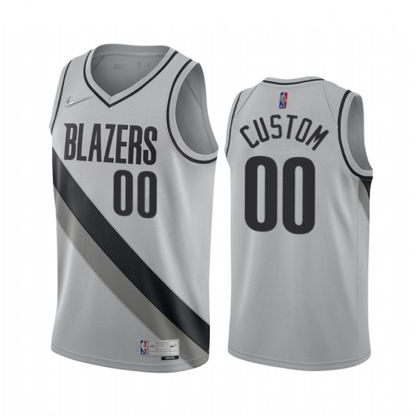 2020-21 Portland Trail Blazers Custom Earned Edition Gray #00 Jersey