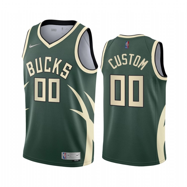 2020-21 Milwaukee Bucks Custom Earned Edition Green #00 Jersey