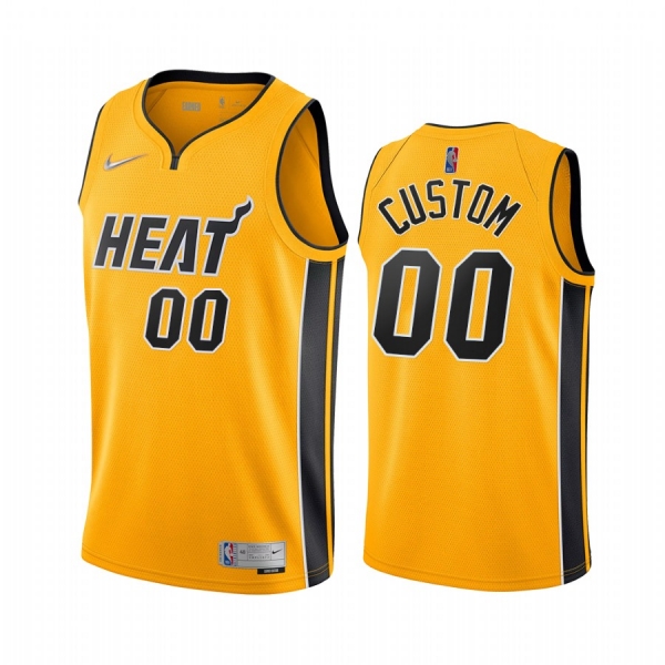 2020-21 Miami Heat Custom Earned Edition Yellow #00 Jersey