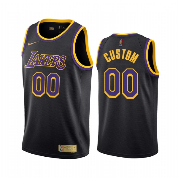 2020-21 Los Angeles Lakers Custom Earned Edition Black #00 Jersey