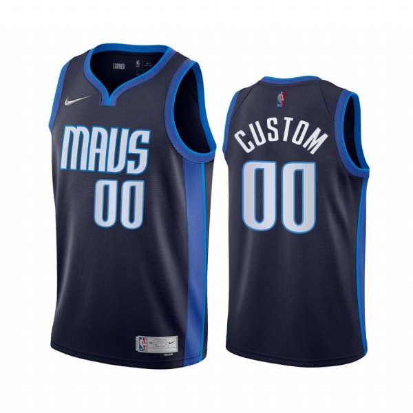 2020-21 Dallas Mavericks Custom Earned Edition Navy #00 Jersey