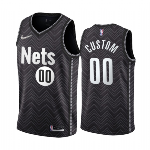 Custom Brooklyn Nets 2020-21 Earned Edition Black #00 Jersey Swingman