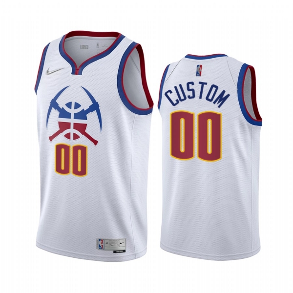 2020-21 Denver Nuggets Custom Earned Edition White #00 Jersey