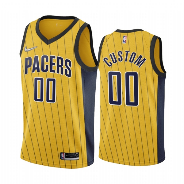 Custom Indiana Pacers 2020-21 Earned Edition Gold #00 Jersey Swingman