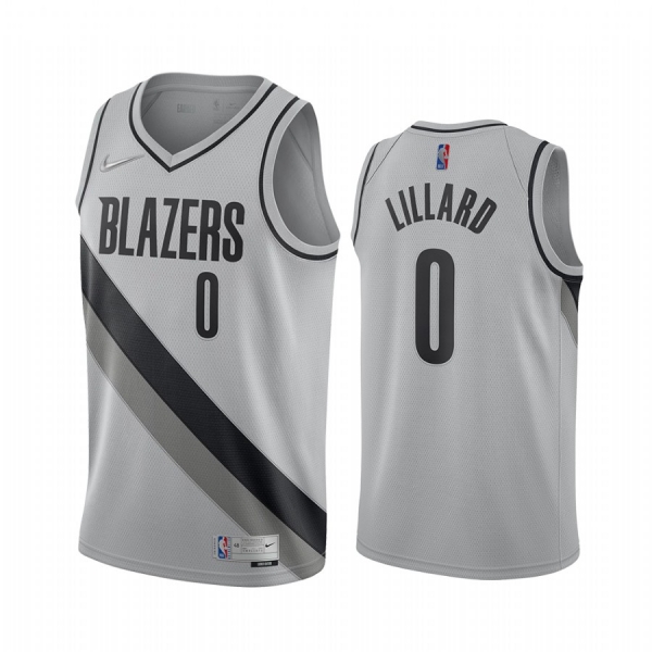 2020-21 Portland Trail Blazers Damian Lillard Earned Edition Gray #0 Jersey