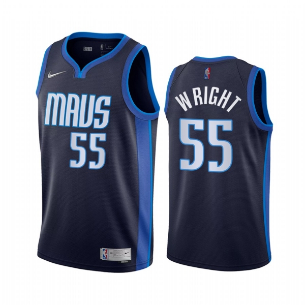 2020-21 Dallas Mavericks Delon Wright Earned Edition Navy #55 Jersey