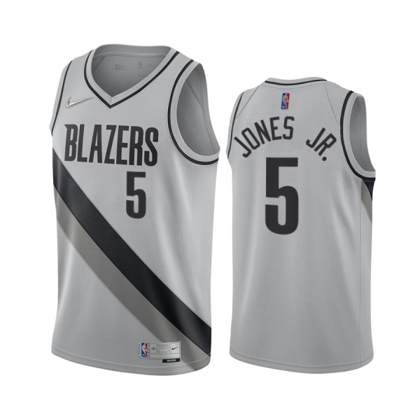 Portland Trail Blazers Derrick Jones Jr. #5 Gray 2021 Earned Edition Jersey Swingman