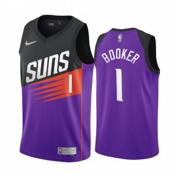 Devin Booker Phoenix Suns 2021 Earned Edition Purple #1 Jersey Swingman