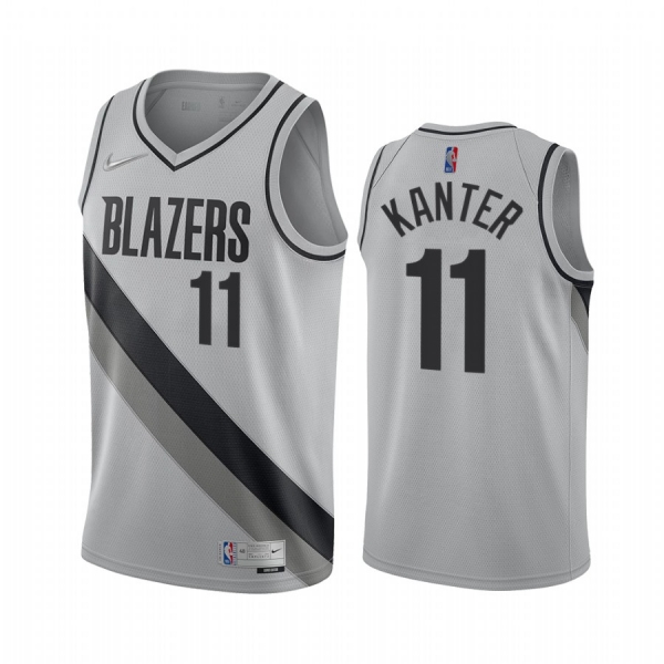 2020-21 Portland Trail Blazers Enes Kanter Earned Edition Gray #11 Jersey