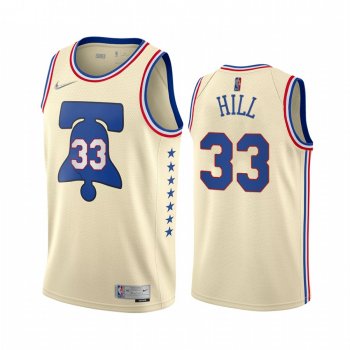 George Hill Philadelphia 76ers 2021 Earned Edition Cream #33 Jersey Swingman