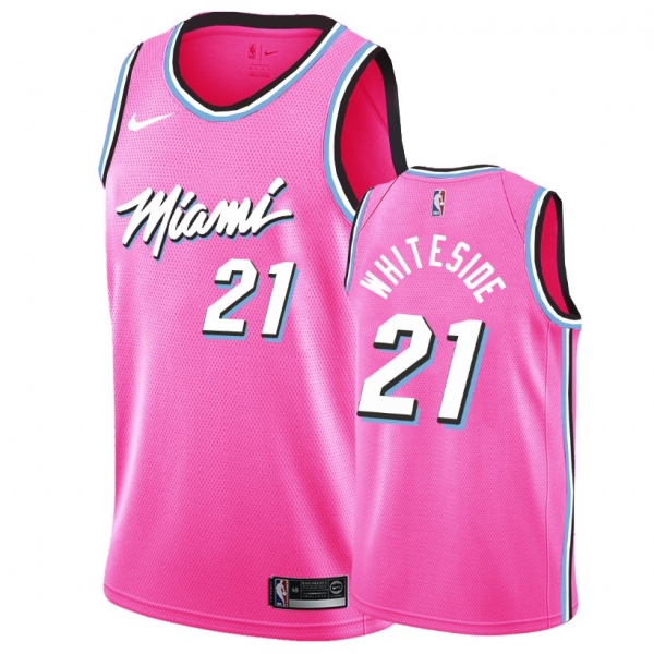 Heat Male Hassan Whiteside #21 Earned Edition Pink Jersey