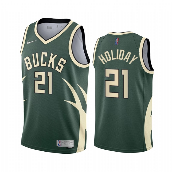 2020-21 Milwaukee Bucks Jrue Holiday Earned Edition Green #21 Jersey