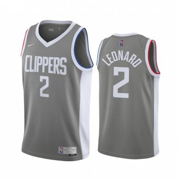 2020-21 LA Clippers Kawhi Leonard Earned Edition Gray #2 Jersey